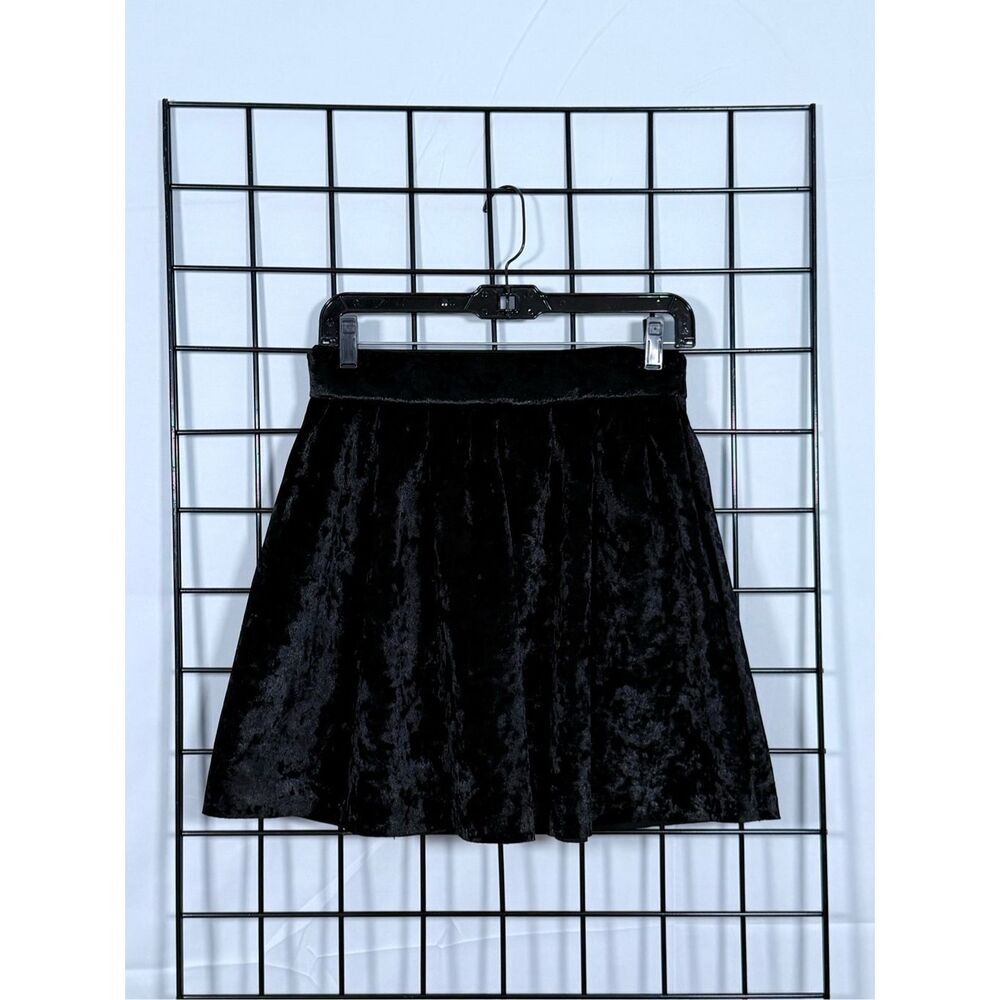 Few Moda Velvet A-Line Mini Skirt Womens S Black Holiday Party Glam‎ Whimsigoth